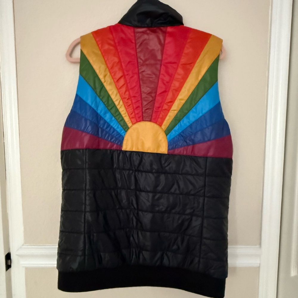 Aviator Nation Colorful Rainbow Sunburst Vest Size L